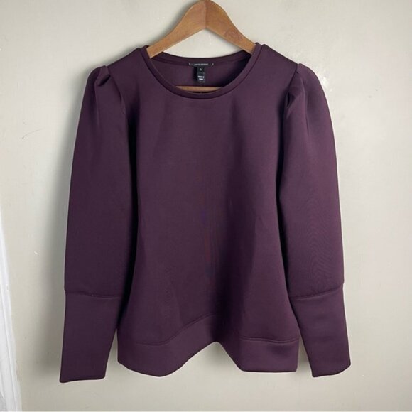 STELLA & Dot purple Puff sleeve Neoprene style top - large NEW - Picture 3 of 13
